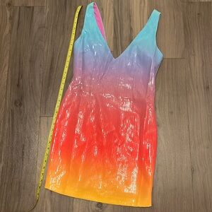 Sequined iridescent sleeveless mini dress